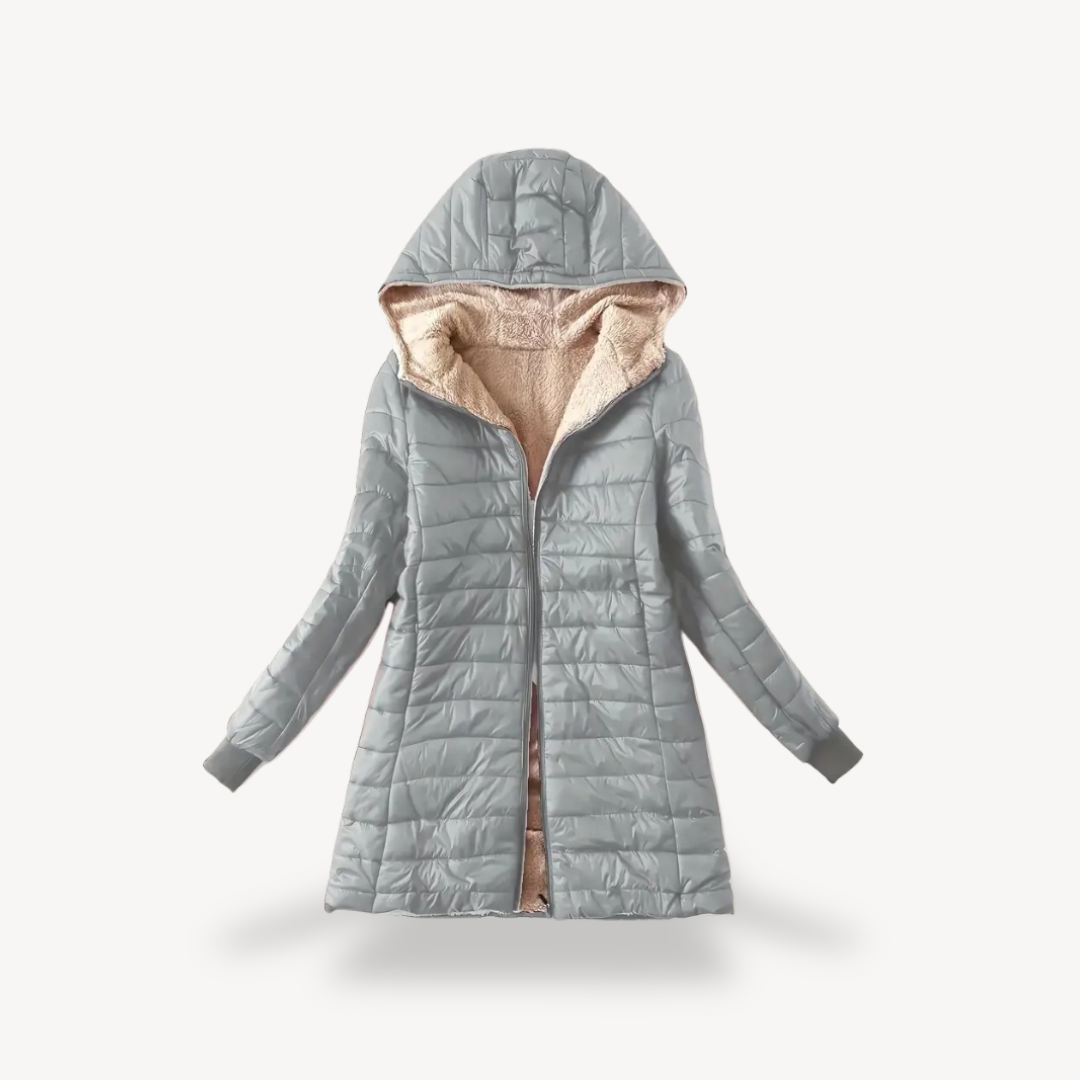 EB | Damen Kapuzen-Puffermantel mit Sherpa-Futter