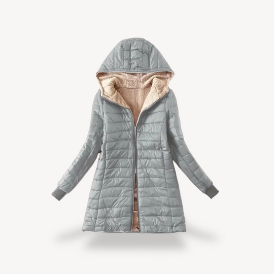 EB | Damen Kapuzen-Puffermantel mit Sherpa-Futter