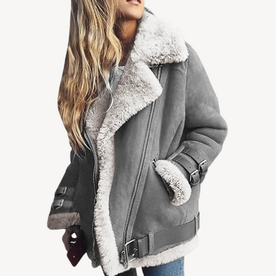 EB | Lammfell Gefütterte Bikerjacke für Damen