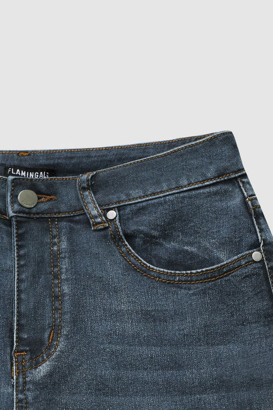 EB | Mittel Taille Flamingo Bestickte Jeans