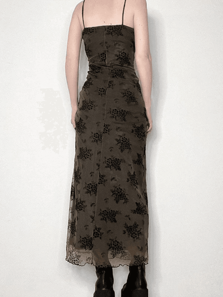 Heidi-Mode | Halloween Doppellagen Blumen Slip Maxi Kleid