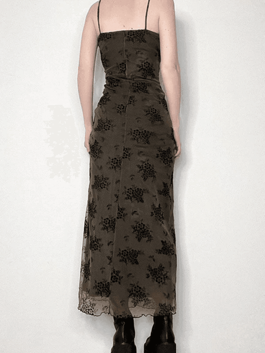 Heidi-Mode | Halloween Doppellagen Blumen Slip Maxi Kleid