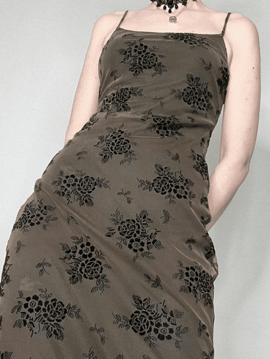 Heidi-Mode | Halloween Doppellagen Blumen Slip Maxi Kleid
