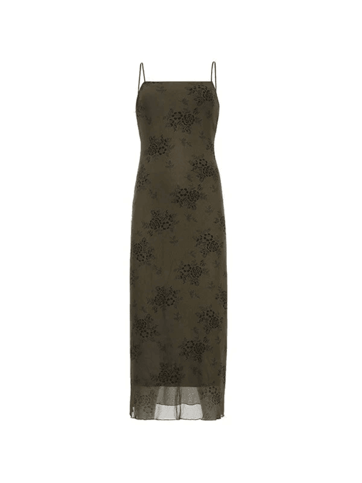 Heidi-Mode | Halloween Doppellagen Blumen Slip Maxi Kleid