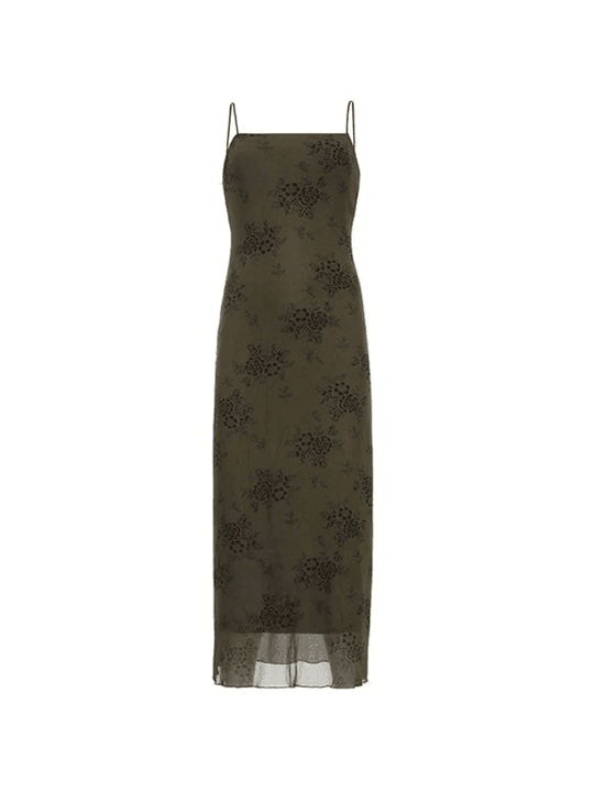 Heidi-Mode | Halloween Doppellagen Blumen Slip Maxi Kleid