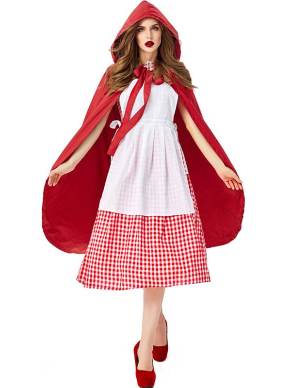 Heidi-Mode | Halloween Rotes Karomuster Cosplay Rotkäppchen Charakter Anzug