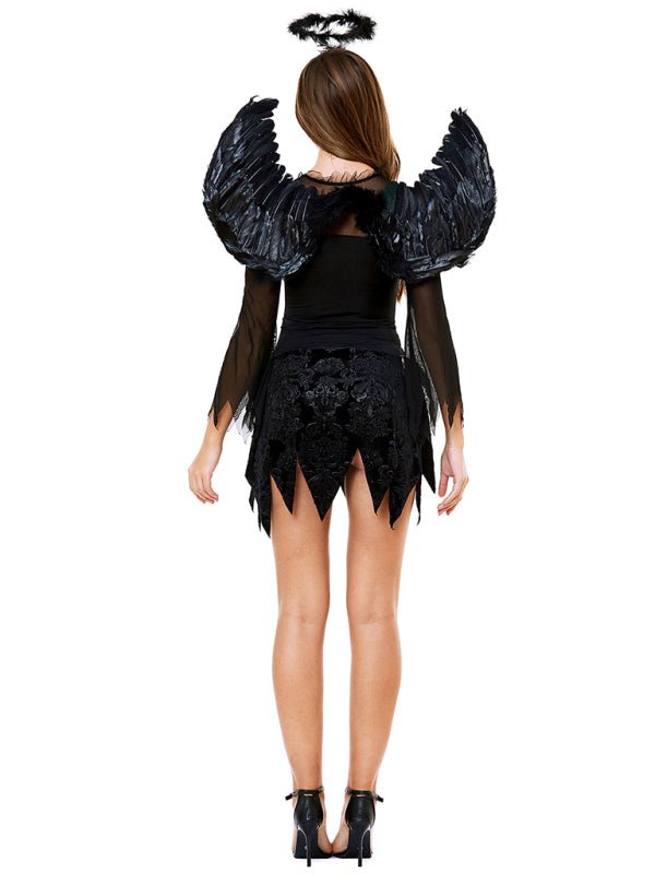 Heidi-Mode | Halloween Flügel schwarzes Engel Kostüm Erwachsene