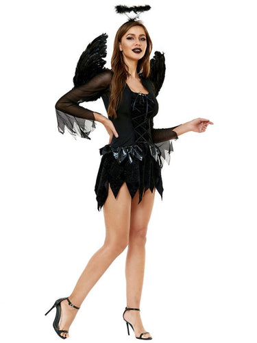 Heidi-Mode | Halloween Flügel schwarzes Engel Kostüm Erwachsene