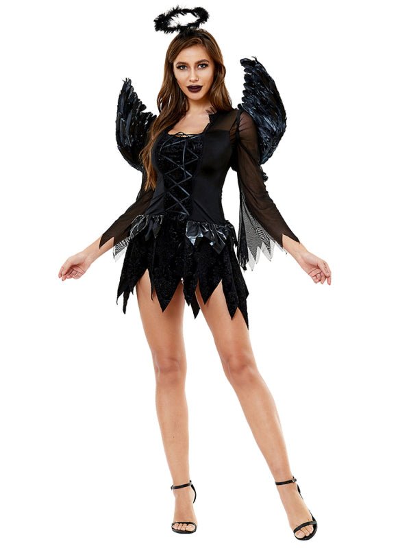 Heidi-Mode | Halloween Flügel schwarzes Engel Kostüm Erwachsene