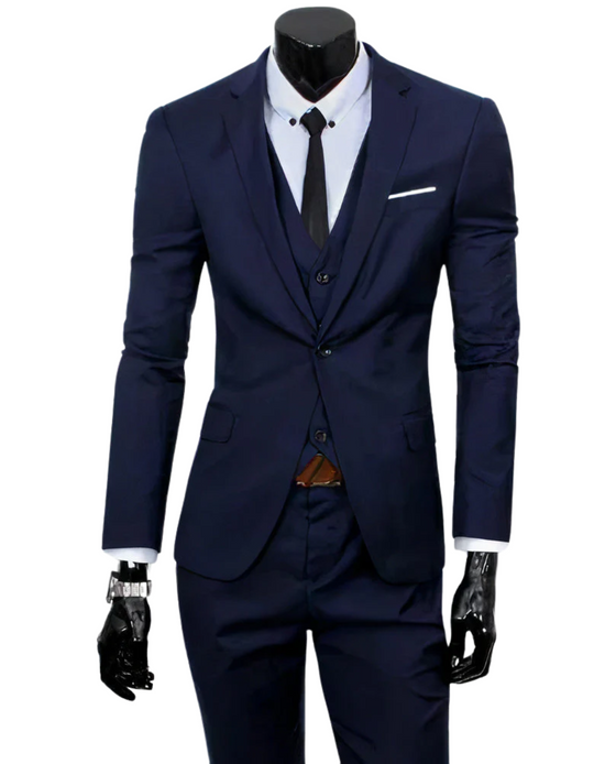 EB | 3 Teiliger Anzug mit Reverskragen Blazer Ärmelloser Weste und Schmaler Hose