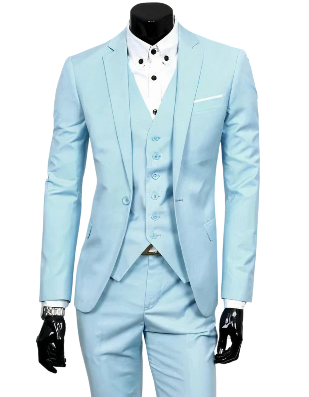 EB | 3 Teiliger Anzug mit Reverskragen Blazer Ärmelloser Weste und Schmaler Hose