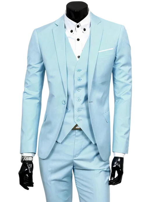 EB | 3 Teiliger Anzug mit Reverskragen Blazer Ärmelloser Weste und Schmaler Hose