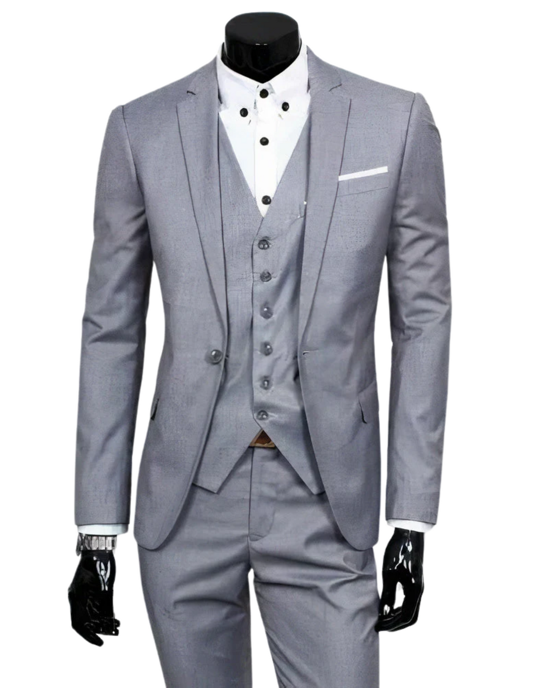 EB | 3 Teiliger Anzug mit Reverskragen Blazer Ärmelloser Weste und Schmaler Hose