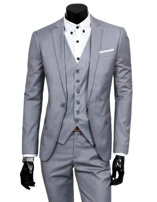 EB | 3 Teiliger Anzug mit Reverskragen Blazer Ärmelloser Weste und Schmaler Hose