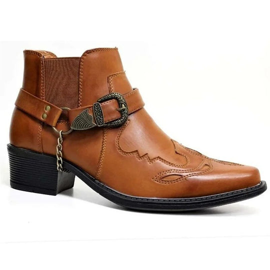 EB | Herren Westernstiefel Schwarz Leder