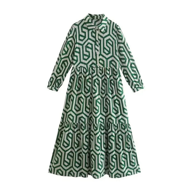 EB | Langärmliges Kleid Mit Geometrischem Muster