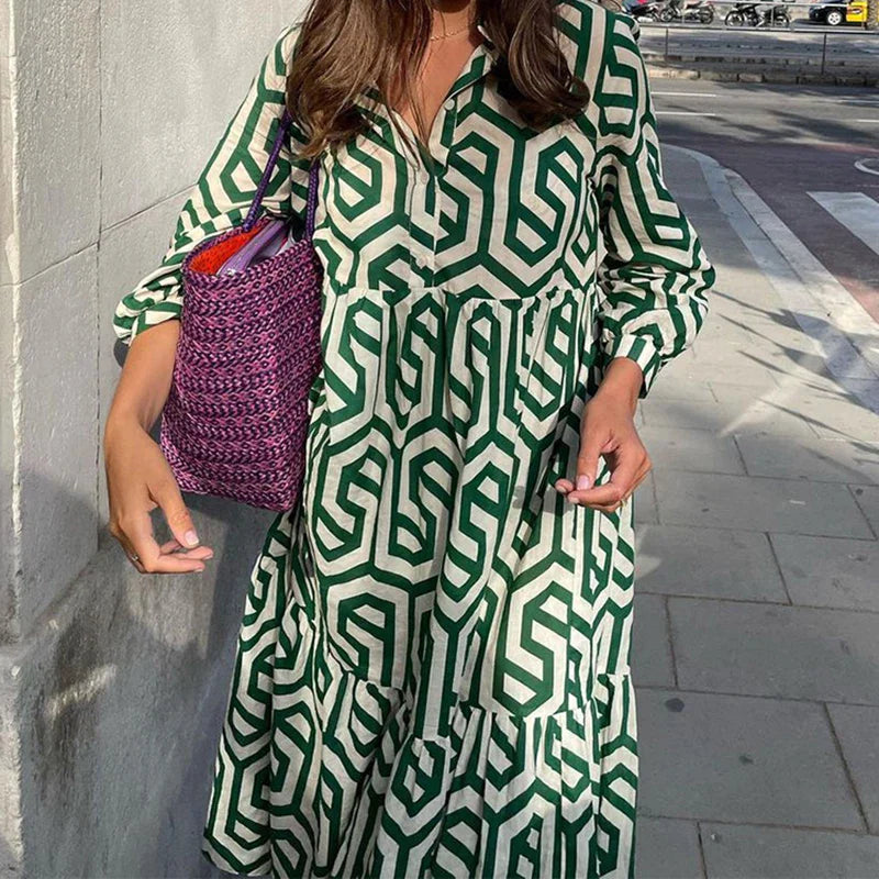 EB | Langärmliges Kleid Mit Geometrischem Muster