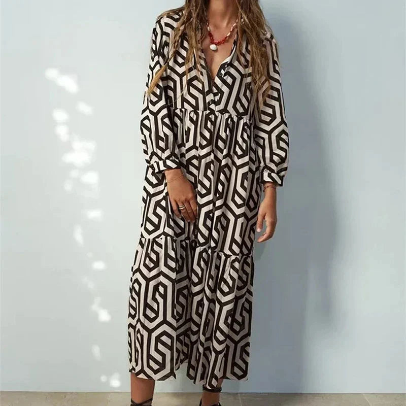 EB | Langärmliges Kleid Mit Geometrischem Muster