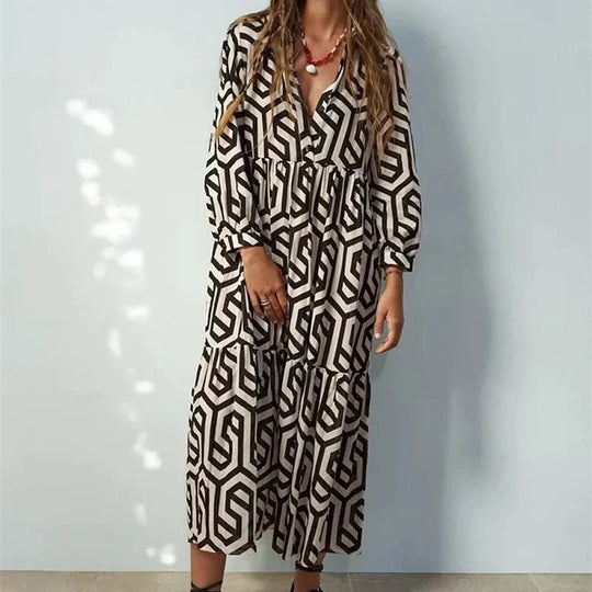 EB | Langärmliges Kleid Mit Geometrischem Muster
