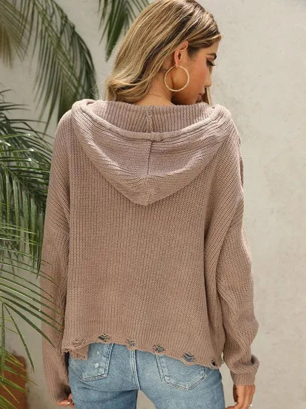 EB | Hole Frauen Strickjacke Pullover