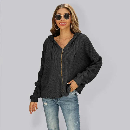 EB | Hole Frauen Strickjacke Pullover