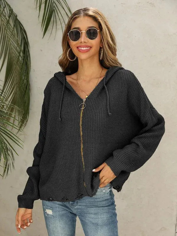 EB | Hole Frauen Strickjacke Pullover
