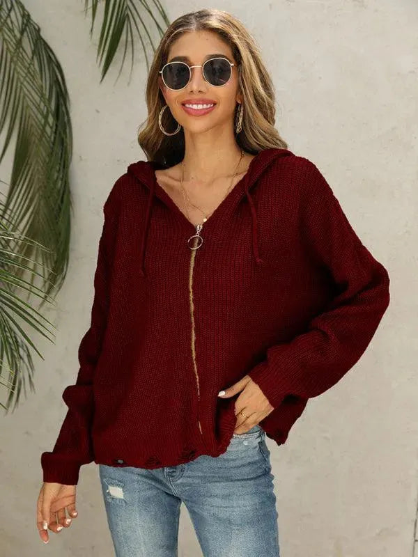 EB | Hole Frauen Strickjacke Pullover