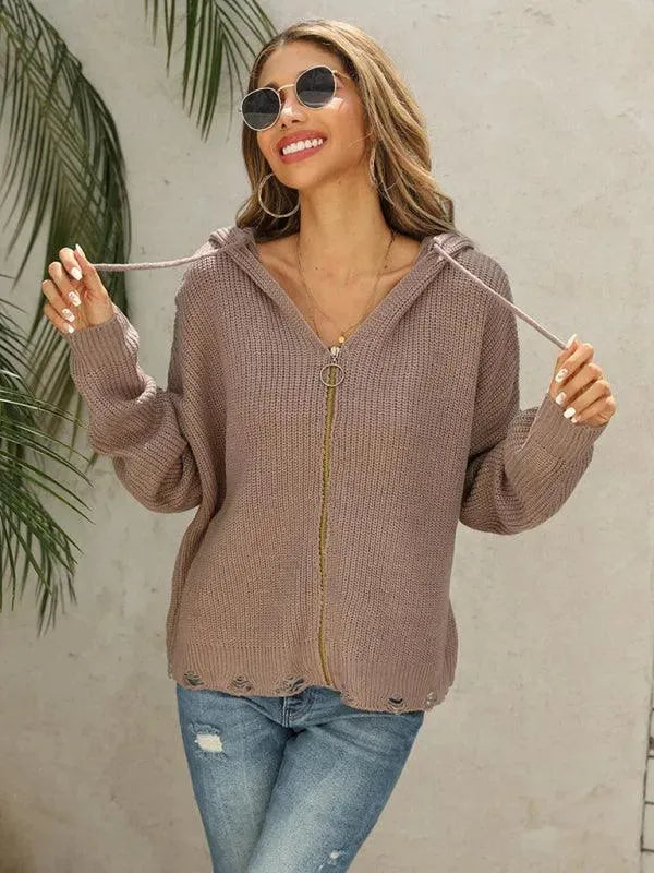 EB | Hole Frauen Strickjacke Pullover
