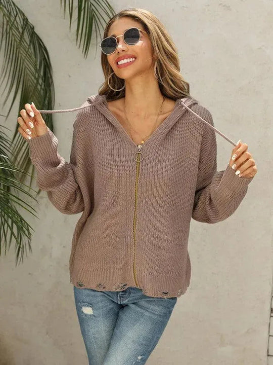 EB | Hole Frauen Strickjacke Pullover