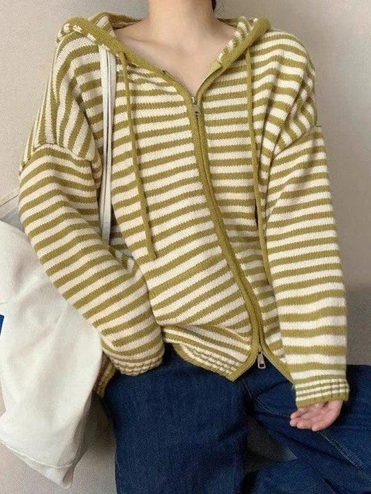 EB | Bequeme Gestreifte Kapuzenjacke mit Reißverschluss