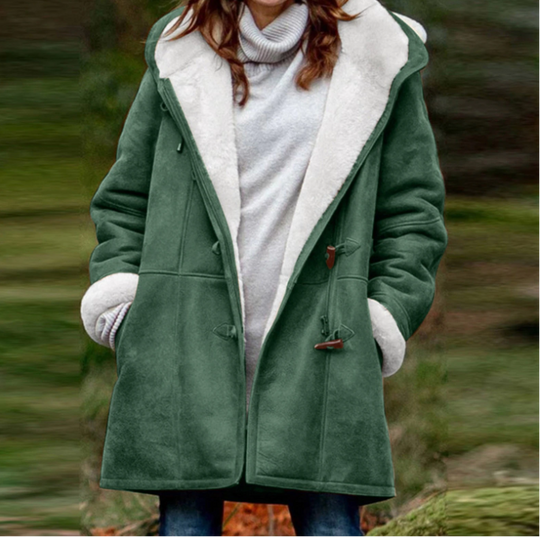 EB | Wildleder Toggle Duffle Mantel Kapuze Winter Duffle Mantel