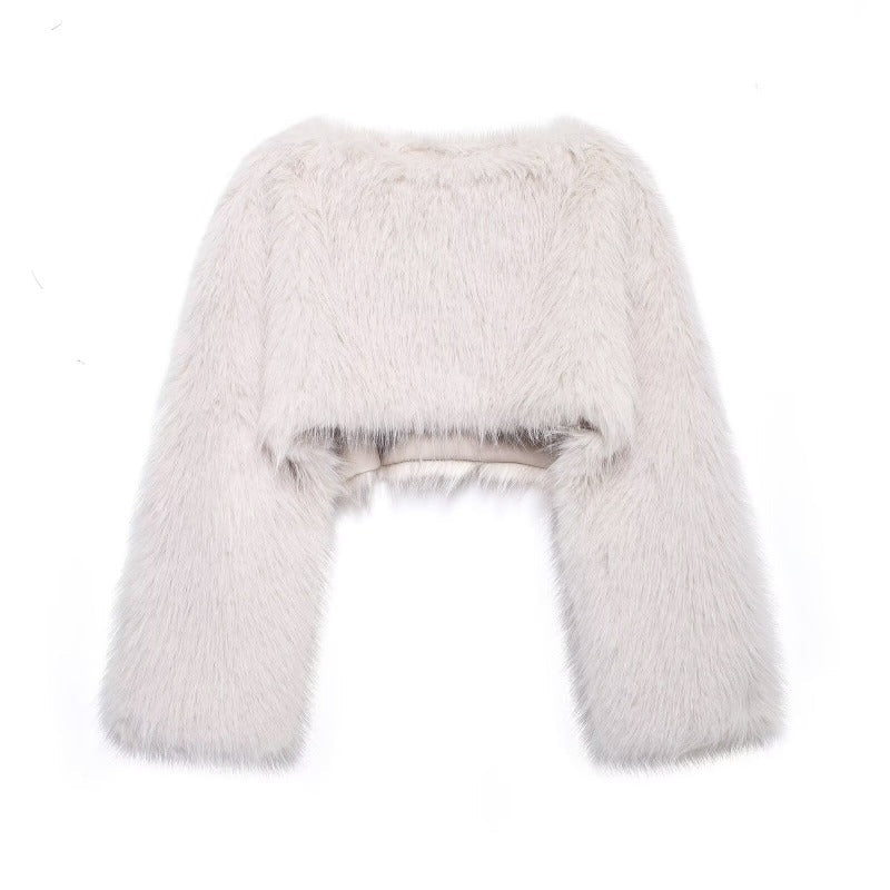 EB | Kunstfell Pullover mit Weiten Ärmeln für Damen