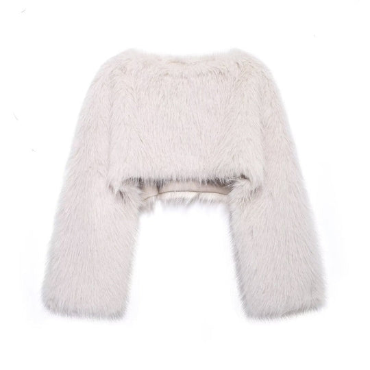 EB | Kunstfell Pullover mit Weiten Ärmeln für Damen