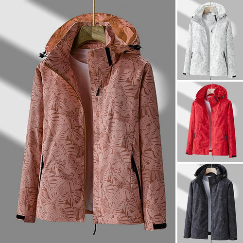 EB | Damen Wasserdichte Outdoor-Jacke – Leicht mit Kapuze &Amp; Flower-Design