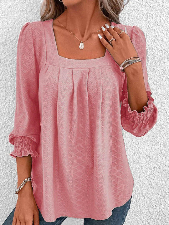 EB | Baumwollbluse Mit Eckigem Ausschnitt