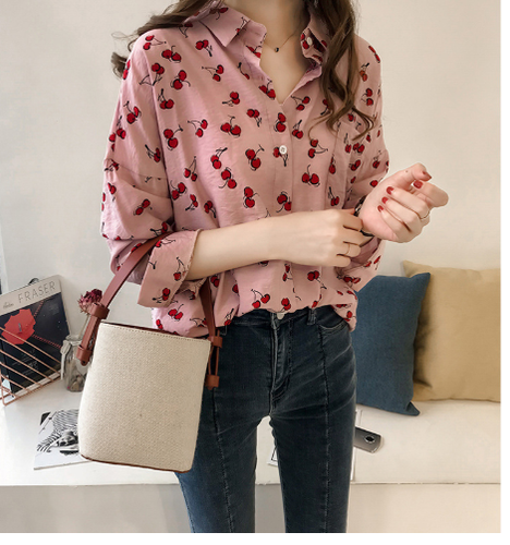 EBMode Damenbluse Mit Kirschenprint