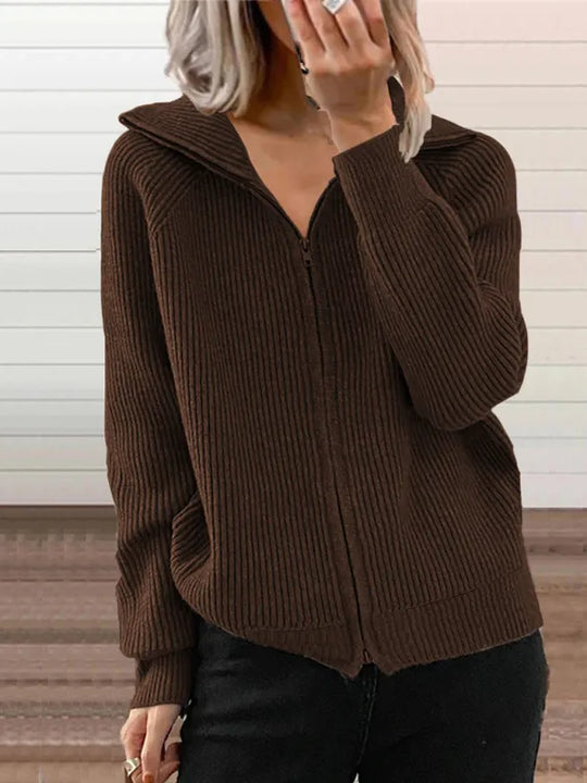 EB | Rippstrick-cardigan mit Reißverschluss Weich und Stilvoll Perfekt für Schichten