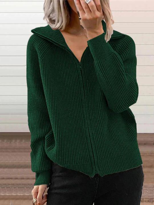 EB | Rippstrick-cardigan mit Reißverschluss Weich und Stilvoll Perfekt für Schichten