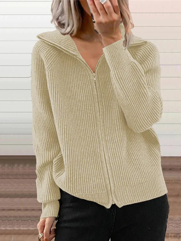 EB | Rippstrick-cardigan mit Reißverschluss Weich und Stilvoll Perfekt für Schichten