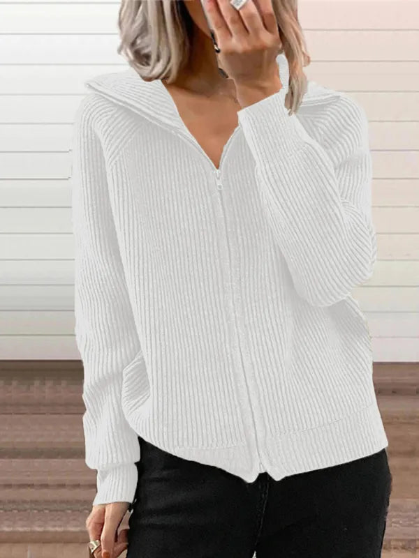 EB | Rippstrick-cardigan mit Reißverschluss Weich und Stilvoll Perfekt für Schichten