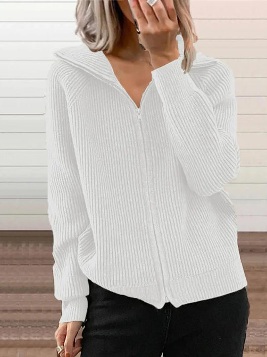 EB | Rippstrick-cardigan mit Reißverschluss Weich und Stilvoll Perfekt für Schichten