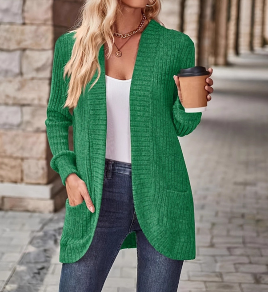 EB | Cardigan - Damen Herbst Freizeit Fleece Strickjacke