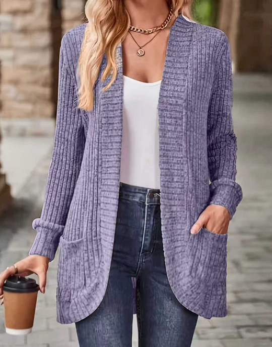 EB | Cardigan - Damen Herbst Freizeit Fleece Strickjacke