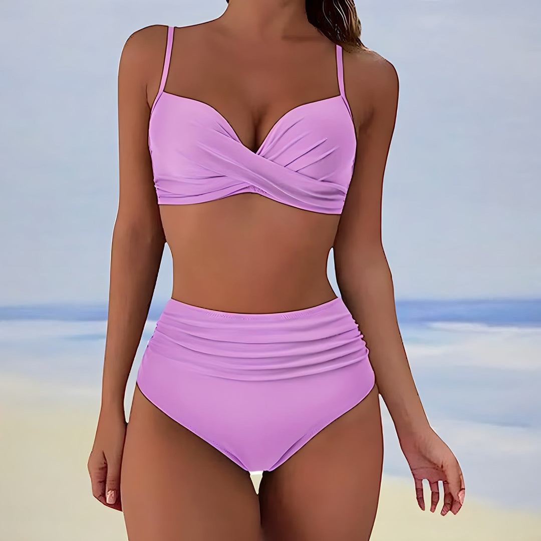 EB | Damen Wickel Badeanzug Set Hoher Bund