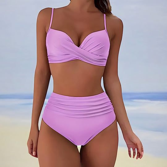 EB | Damen Wickel Badeanzug Set Hoher Bund