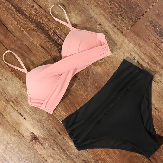 EB | Damen Wickel Badeanzug Set Hoher Bund