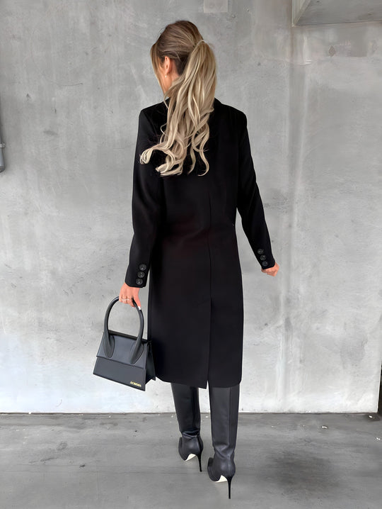 EB | Mantel - Slim Fit - Wollmix - Doppelreiher - Lange Länge - Reverskragen