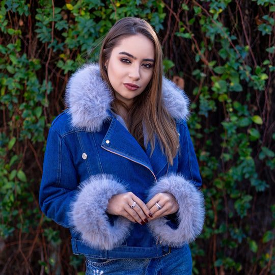 EB | Jeansjacke mit Kunstfellkragen