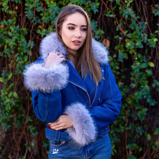 EB | Jeansjacke mit Kunstfellkragen
