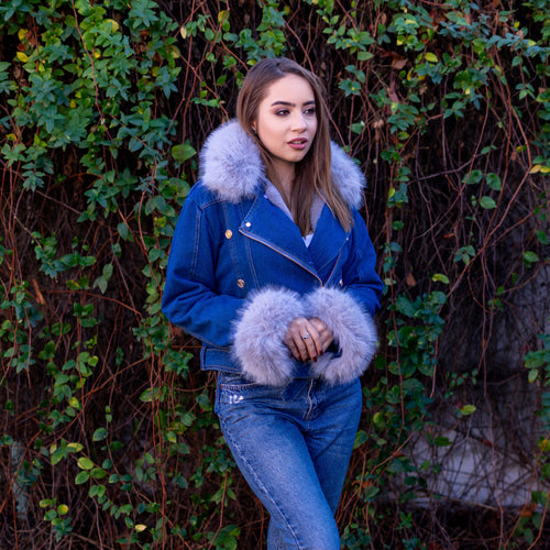 EB | Jeansjacke mit Kunstfellkragen
